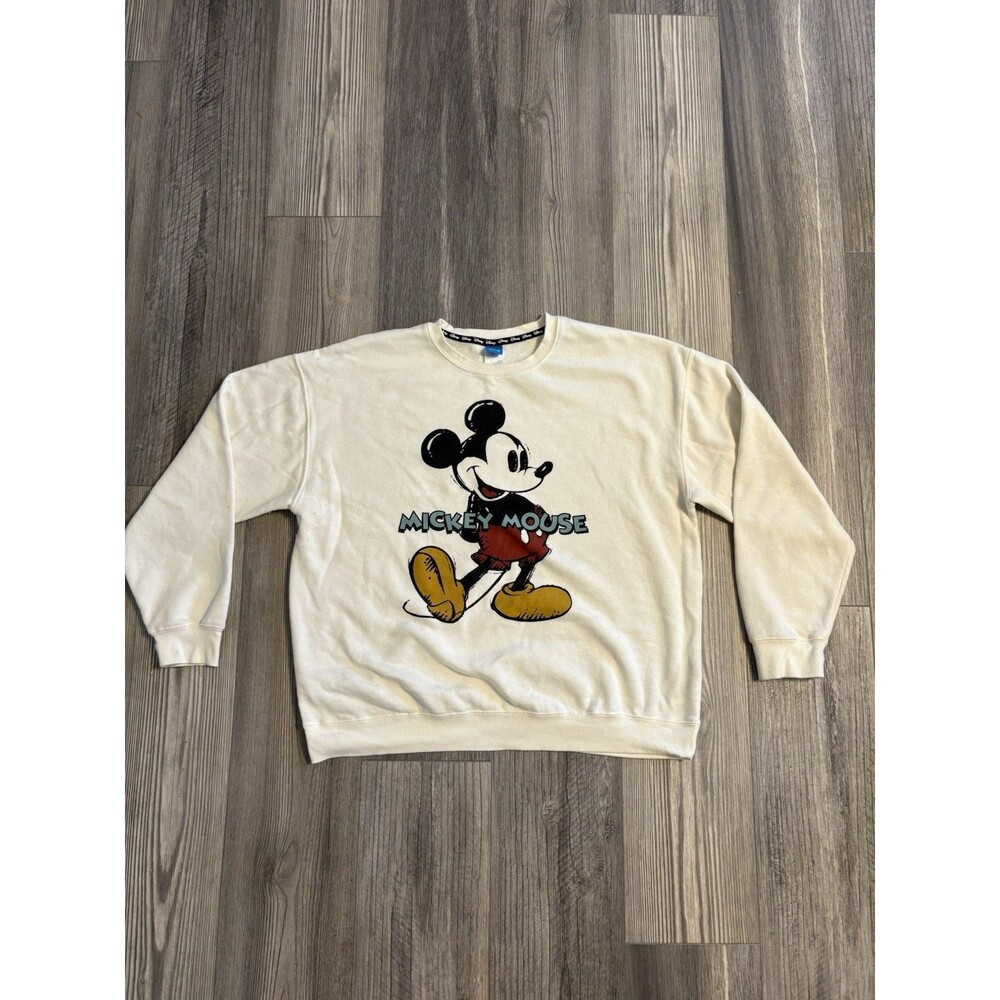 Disney Mickey Mouse Cream Sweatshirt Size Small Womens